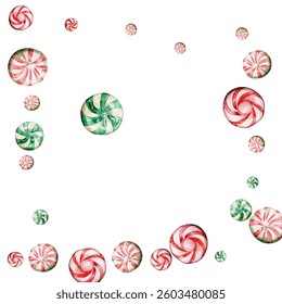 Festive candy cane and peppermint swirl on a white background. Perfect for holiday-themed designs, wrapping paper, and festive decorations. Vibrant red and white colors evoke the spirit of Christmas.