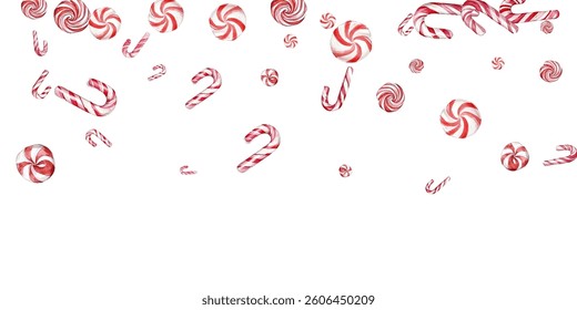 Festive candy cane and peppermint swirl on a white background. Perfect for holiday-themed designs, wrapping paper, and festive decorations. Vibrant red and white colors evoke the spirit of Christmas.