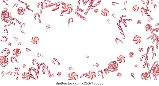 Festive candy cane and peppermint swirl on a white background. Perfect for holiday-themed designs, wrapping paper, and festive decorations. Vibrant red and white colors evoke the spirit of Christmas.