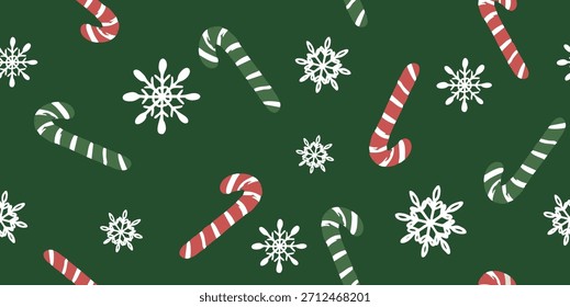Festive Candy Cane and Snowflake Holiday Pattern