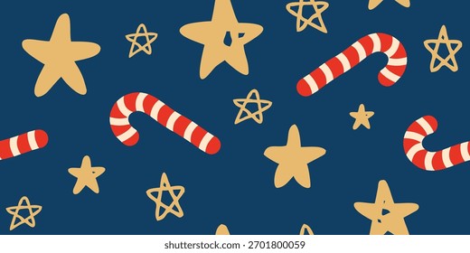Patrón festivo de bastón de caramelo y estrella Festiva
