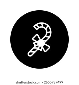 Festive candy cane vector icon illustration for holiday season sweet treat and winter celebration design