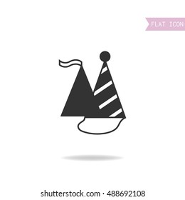 Festive caps. Black flat icon, isolated object on white background.