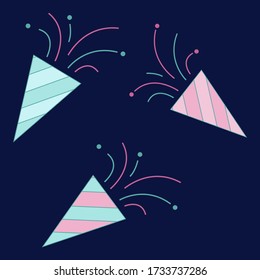 Festive caps vector icon. Filled flat sign for mobile concept and web design. Party caps colorful flat icon. Symbol, logo illustration. Pixel perfect vector graphics