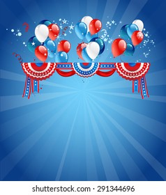 Festive card with balloons. Background with decorations for advertising, leaflet, cards, invitation and so on. Copy space