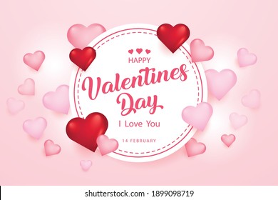 Festive Card for Happy Valentine's Day. On White Color Background.Vector Illustration