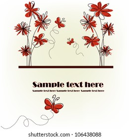 Festive card with red flowers