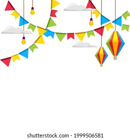 Festive carnival decoration with hanging party flag 