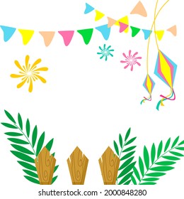 Festive carnival decoration with hanging party flag 