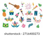 Festive Carnival Elements with Musical Instruments