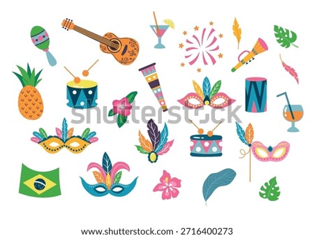 Festive Carnival Elements with Musical Instruments