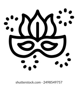 Festive carnival mask is shown with fireworks exploding in the background
