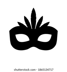 Festive carnival mask silhouette  vector illustration isolated on white background.