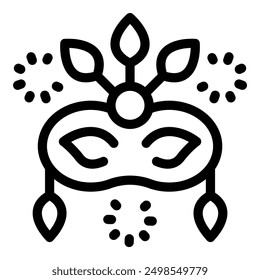Festive carnival mask is surrounded by fireworks exploding in celebration
