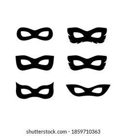 Festive carnival masks silhouette set vector illustration isolated on white background.