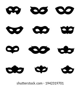 Conjunto festivo de carnaval de máscaras de iconos vectoriales aislados en fondo blanco.