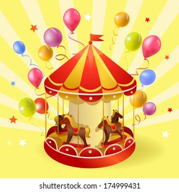 festive carousel with balls. vector illustration