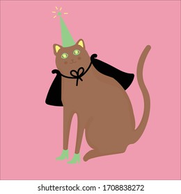Festive cat. Super postcard. Bright emotions.