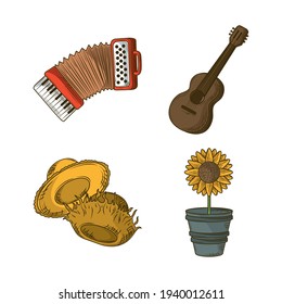 festive celebration accordion guitar hats