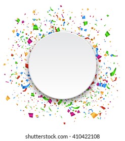 Festive Celebration Bright Confetti with Circle Frame Isolated on White Background