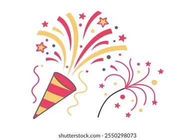 festive celebration with colorful confetti and fireworks