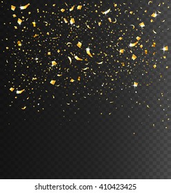 Festive Celebration Golden Confetti on Transparent Dark Background