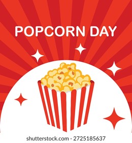 Diseño gráfico de celebración festiva que anuncia el día nacional de las palomitas de maíz con ilustración cinematográfica de aperitivos