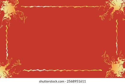 Festive, certificate, greeting card design with red background and gold edge