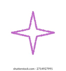Icono de fuegos artificiales de estrella de contorno de tiza festiva con elemento de explosión de destello mágico en púrpura. Patrón de Festiva para celebrar y adornar, forma animada ideal para la decoración del partido o concepto de arte estacional.
