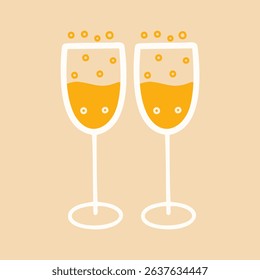 Festive champagne glasses on isolated background.