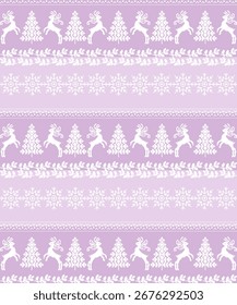 	"Traga o charme festivo para seus projetos com este padrão de Natal rosa pastel sem costura, com renas elegantes, árvores nevadas e flocos de neve delicados. Perfeito para decoração de férias, embrulho de presente, têxteis