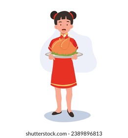 Festive Child in Traditional Chinese Costume Celebrating Lunar New Year.