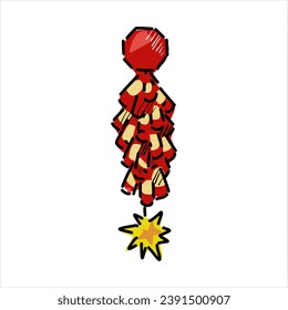 Festive Chinese Firecrackers icon , vector drawing, chinese new year