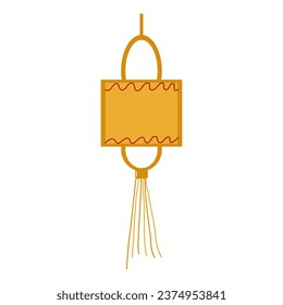 Festive Chinese lantern. Square with fringe. Design a flyer, banner. Vector illustration