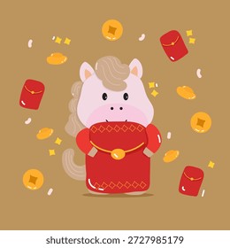Festive Chinese New Year vector illustration in flat cartoon style, perfect for holiday greetings, zodiac themes, decorations, and commercial design projects.
