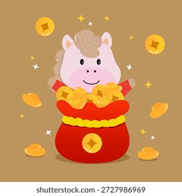  Festive Chinese New Year vector illustration in flat cartoon style, perfect for holiday greetings, zodiac themes, decorations, and commercial design projects.
