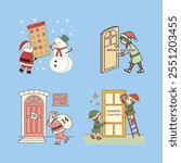 Festive Christmas Advent Calendar vector illustration featuring vibrant holiday-themed art, perfect for seasonal designs and creative projects.