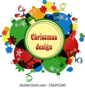 Festive Christmas background created from Christmas balls with snowflakes and balls with ribbons in white space for signatures, which can be easily removed text Christmas background