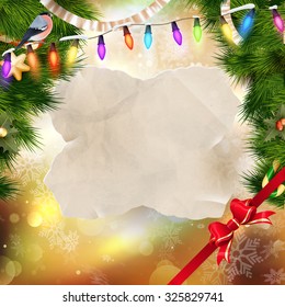 Festive Christmas background of defocused decorated xmas tree bokeh composition. EPS 10 vector file included