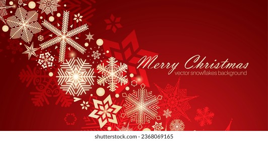 Festive Christmas background design. Different types of snowflakes. Vector