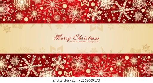 Festive Christmas background design. Different types of snowflakes. Vector