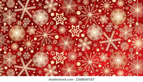 Festive Christmas background design. Different types of snowflakes. Vector