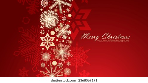 Festive Christmas background design. Different types of snowflakes. Vector