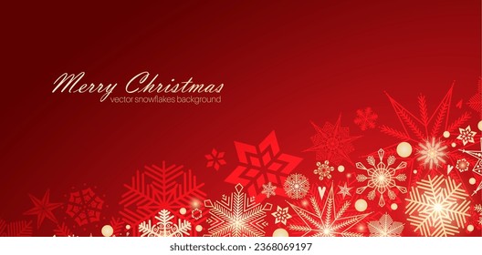 Festive Christmas background design. Different types of snowflakes. Vector