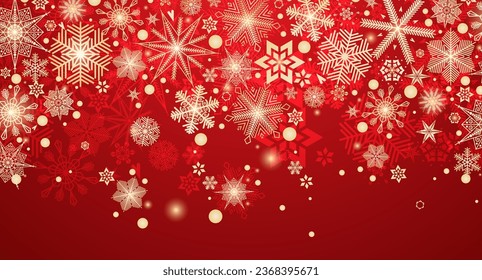 Festive Christmas background design. Different types of snowflakes. Vector
