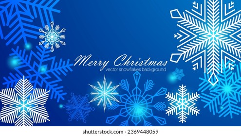 Festive Christmas background design. Different types of snowflakes. Vector