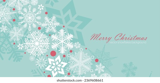 Diseño de fondo navideño festivo. Diferentes tipos de copos de nieve retro. Vector