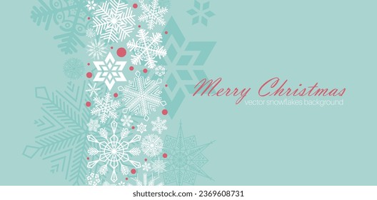 Festive Christmas background design. Different types of  retro snowflakes. Vector