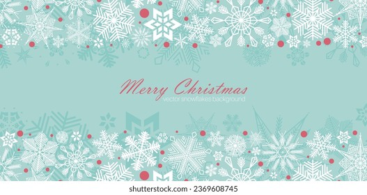 Diseño de fondo navideño festivo. Diferentes tipos de copos de nieve retro. Vector