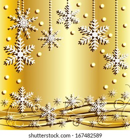festive Christmas background with snowflakes, vector illustration